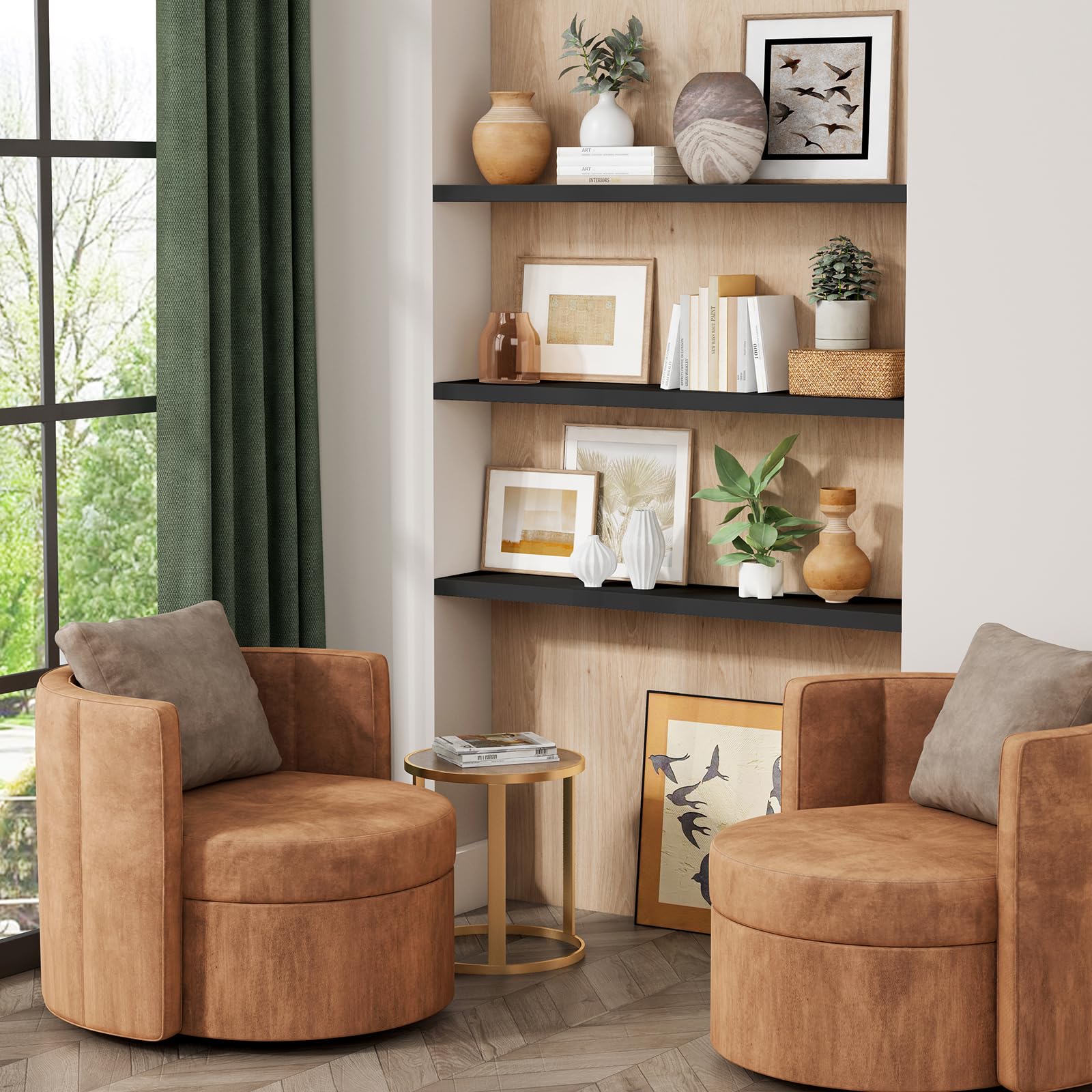 Forbena 36-inch black floating shelf long setup demonstrates extended wall storage