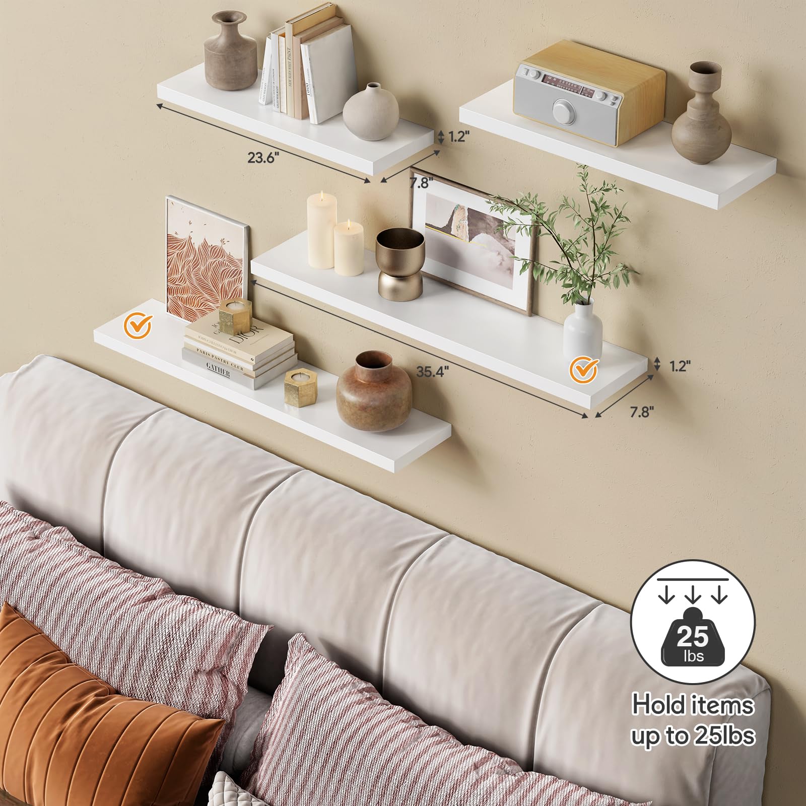 Forbena 72-inch display using two shelves in a row
