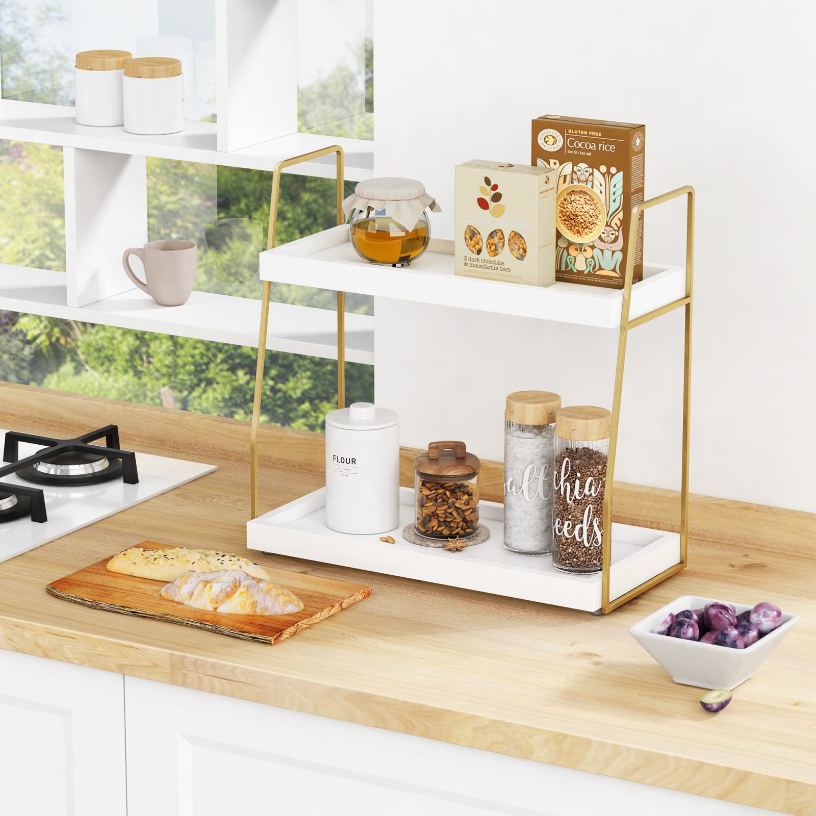 Forbena bathroom countertop makeup tray, ample storage for cosmetics.