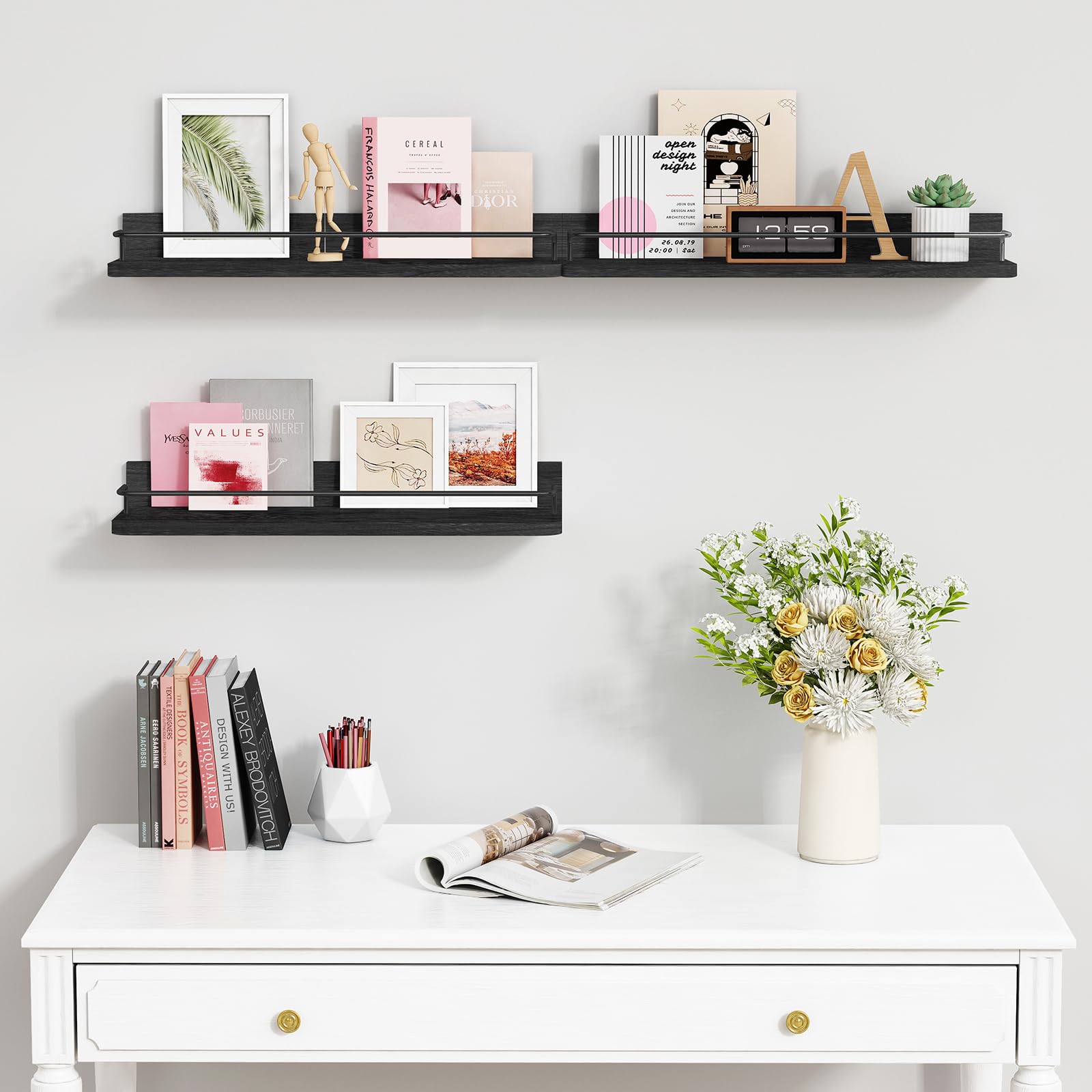 Forbena bathroom floating shelves vanity area with guard rail helps prevent slips