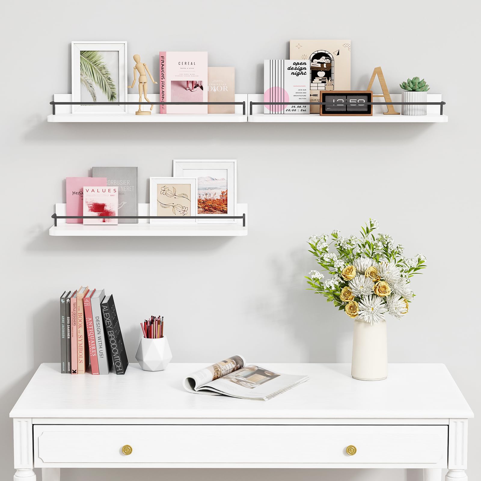Forbena bedroom closet storage with floating shelves for compact organization
