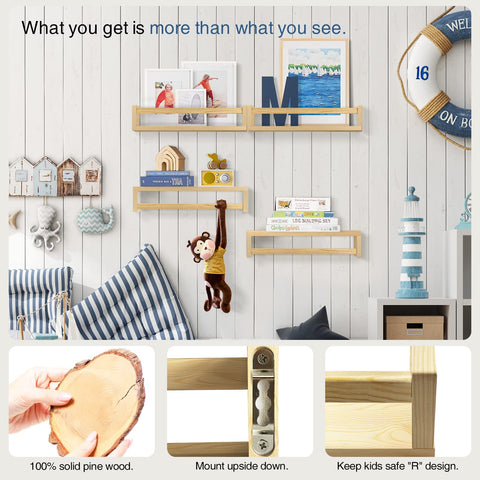 Forbena bedroom organizer shelves, natural finish complements decor.
