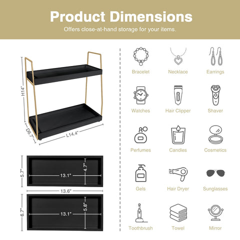 Forbena bathroom organizer side view highlighting two-tier structure