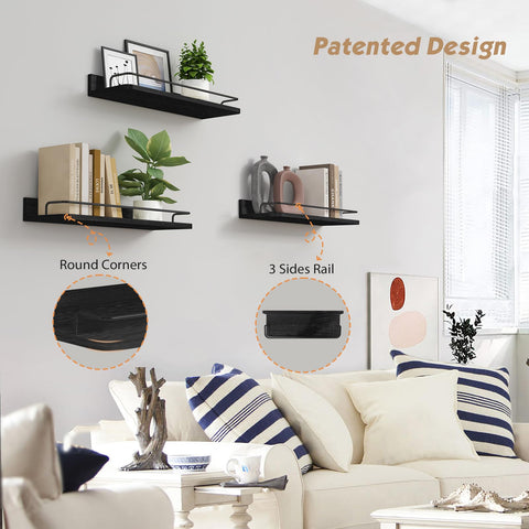 Forbena black wall shelves bedroom decor creates a focal point with practical display