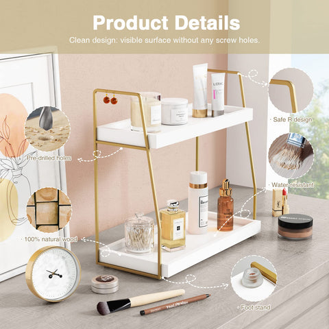 Forbena decorative bathroom shelf setup for vanity organization.