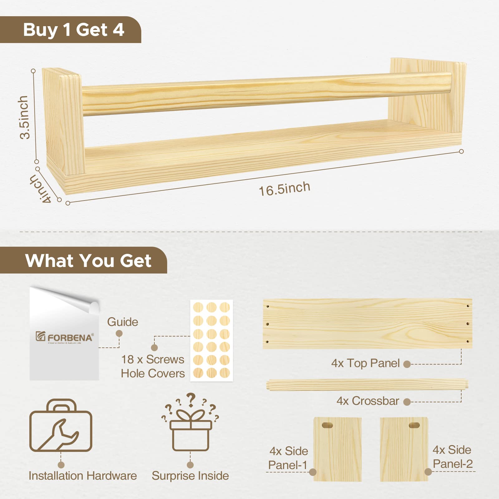 Forbena durable pine shelves, kid-friendly and sturdy.