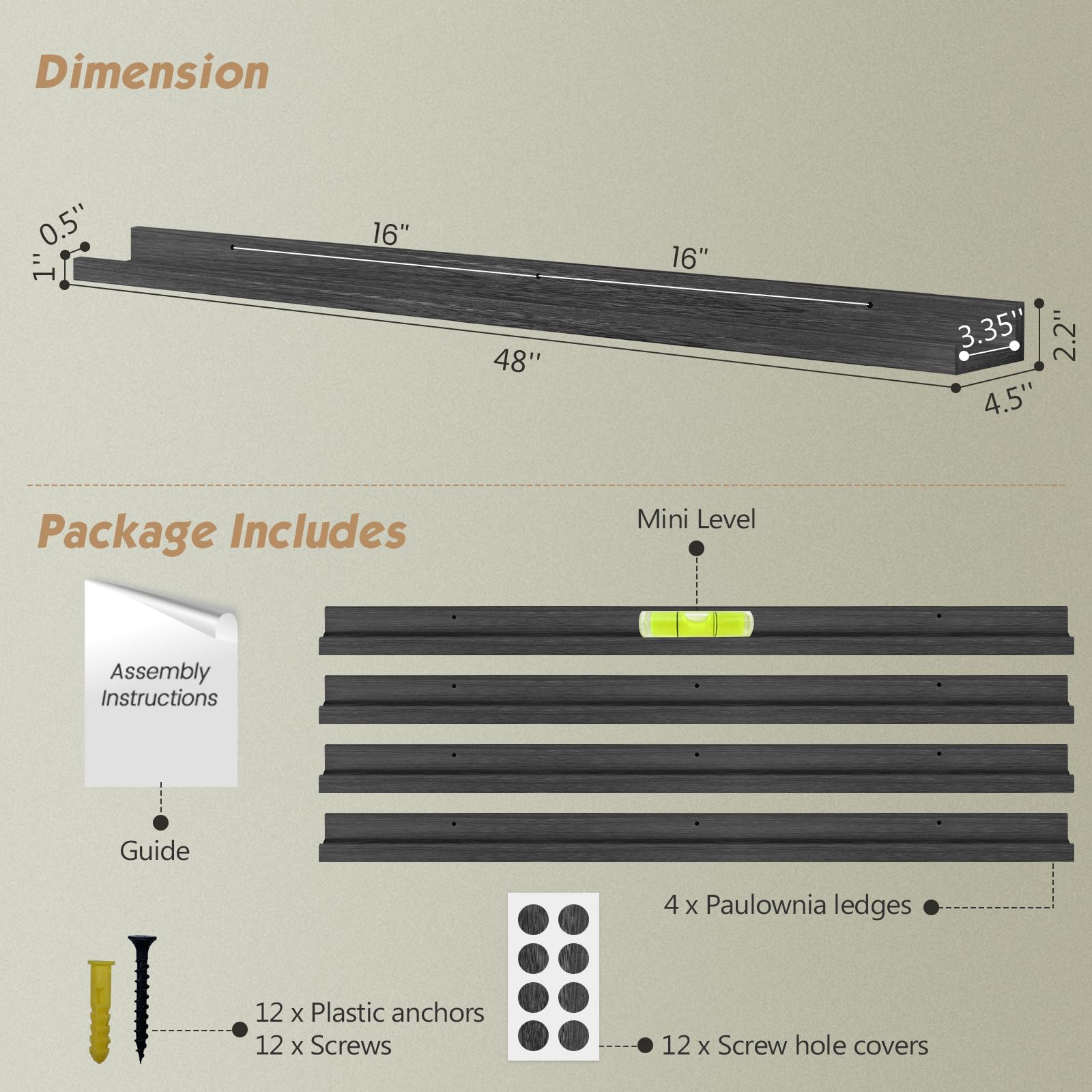 Forbena easy-installation hardware included enables quick mounting and stability.