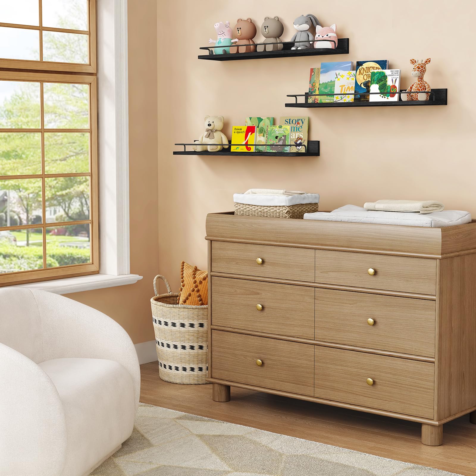 Forbena easy-install shelves offer quick setup with included hardware for immediate use.