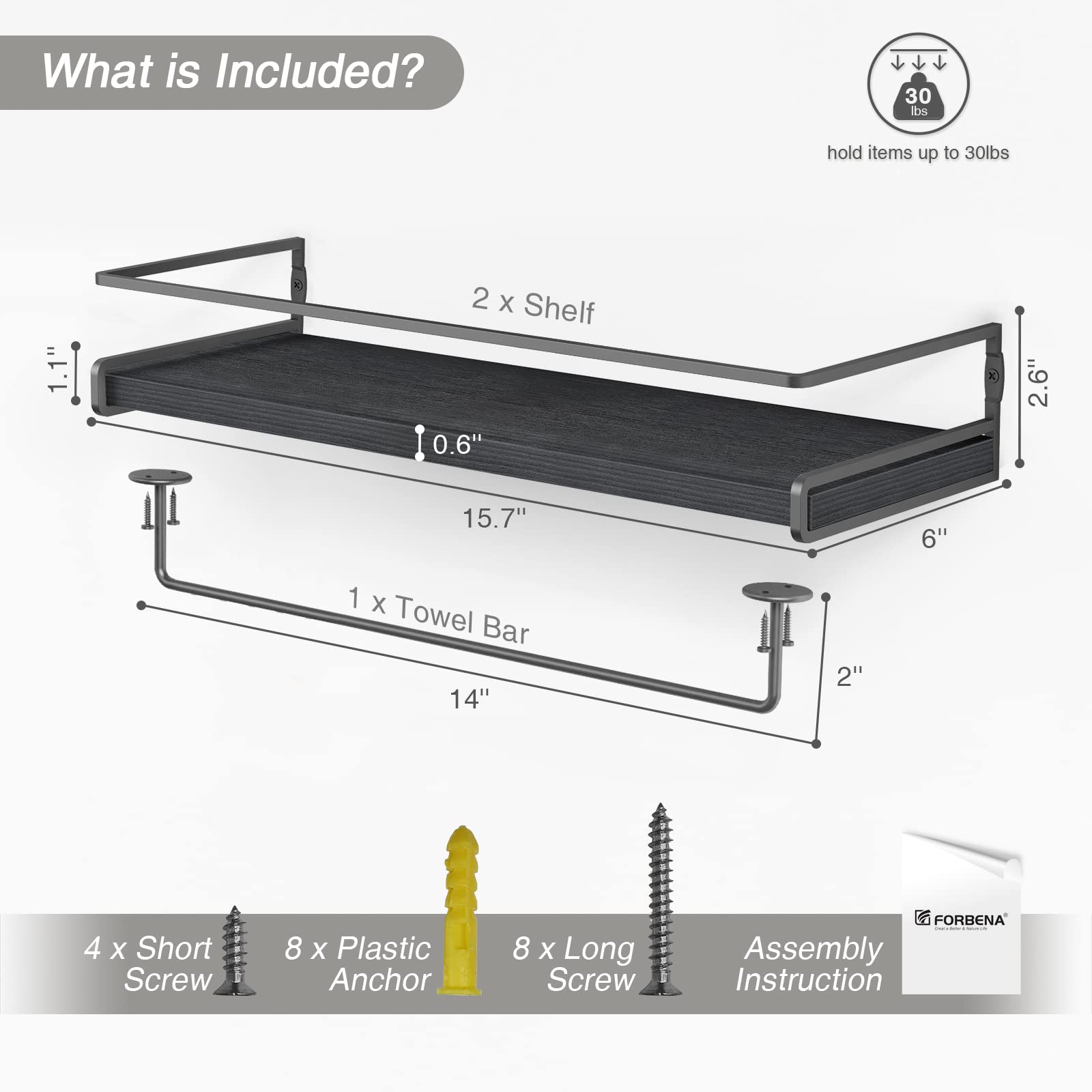 Forbena elegant gift set of floating shelves ideal for gifting.