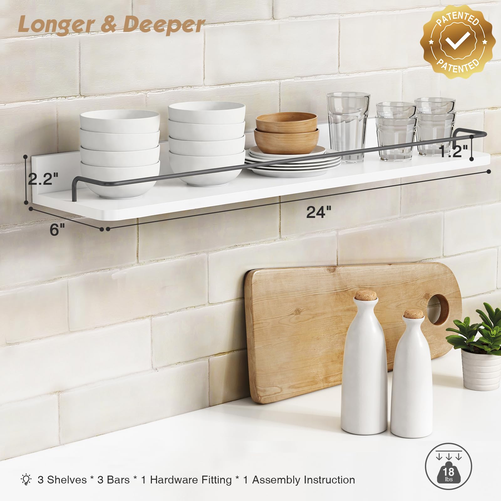 Forbena white-gray bathroom shelves near sink organize skincare and towels.