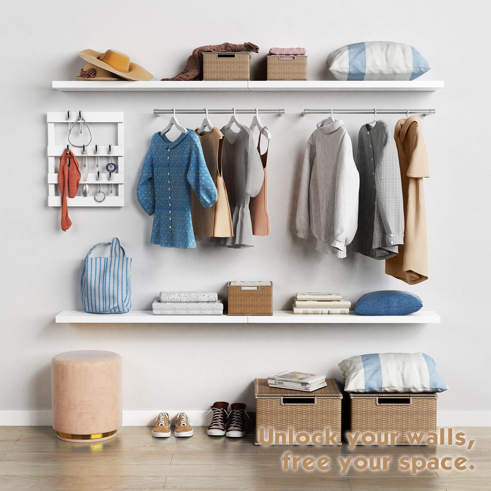 Forbena shelves organized bedroom with books and accents
