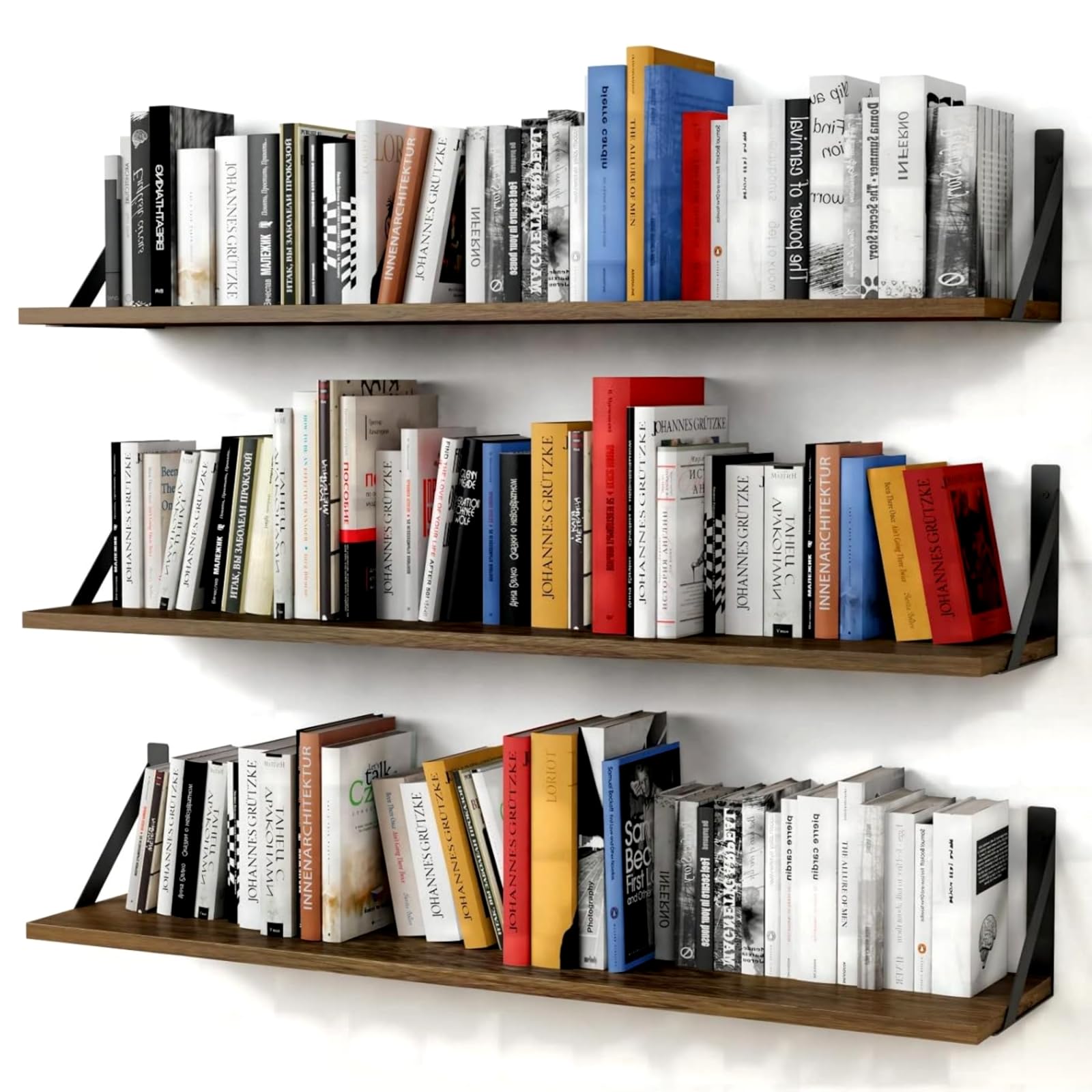 Forbena floating shelves wall set of 3, sturdy display for books and greenery