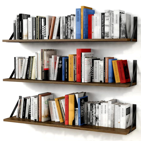 Forbena floating shelves wall set of 3, sturdy display for books and greenery