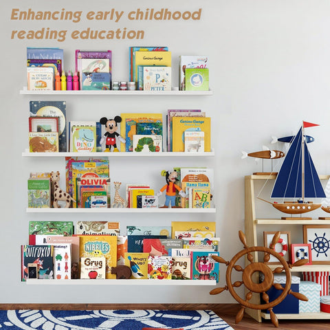 Forbena gallery-wall setup using multiple long shelves