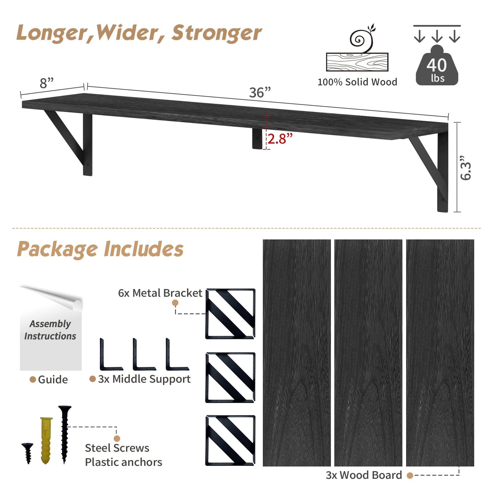 Forbena gift-ready black storage shelves suitable for any home or office