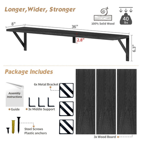 Forbena gift-ready black storage shelves suitable for any home or office