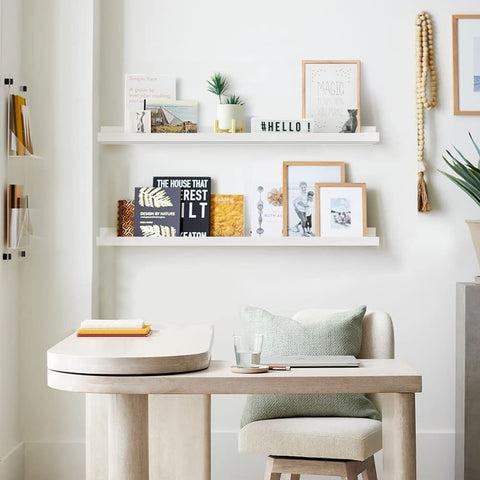 Forbena long picture ledge display showcasing frames and art