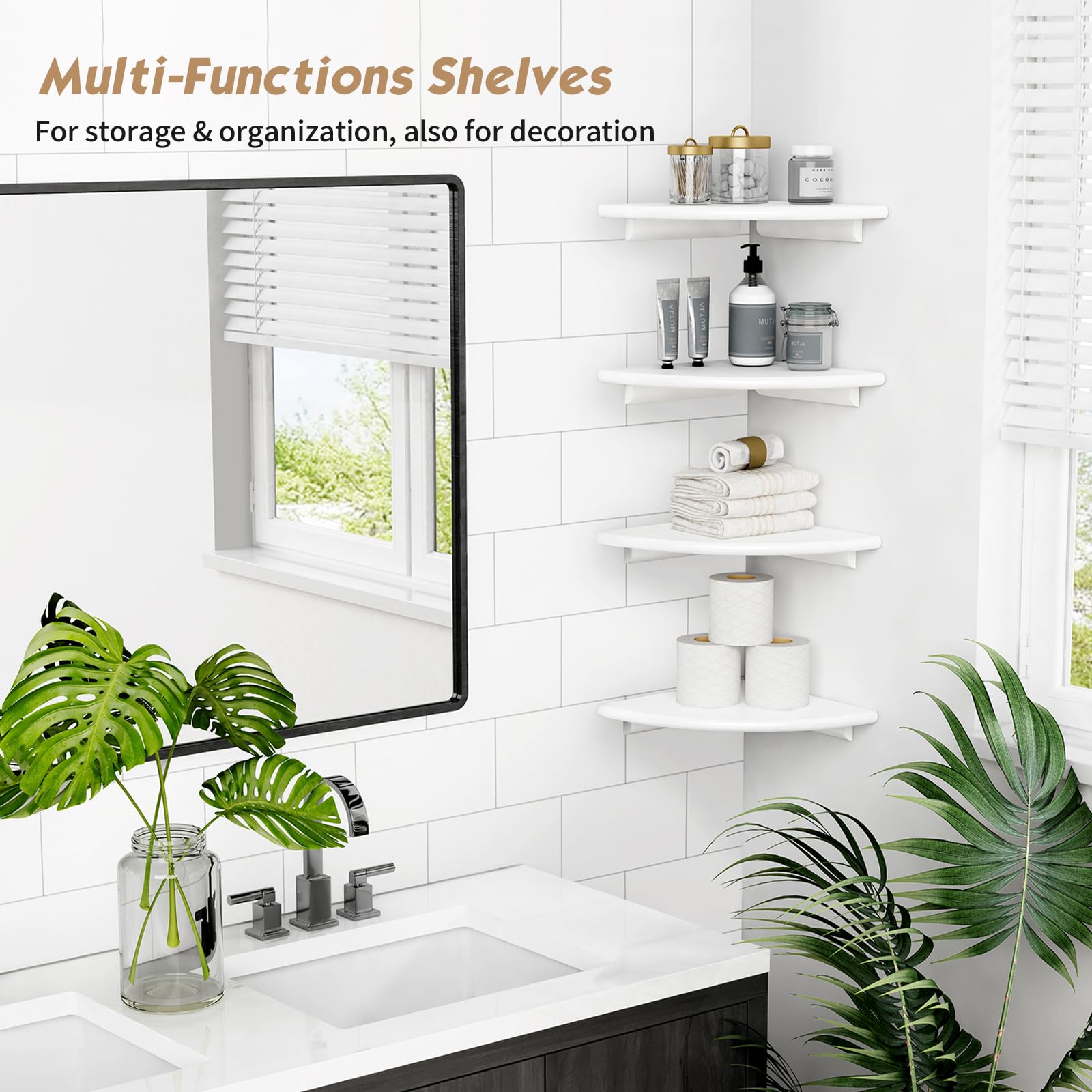 Forbena Paulownia wood floating shelves offering light yet sturdy storage.