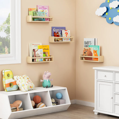 Forbena wall mounted book shelves for kids room, easy reach storage.