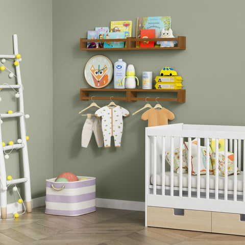 Forbena wall mounted nursery shelves provide easy access to bedtime stories.
