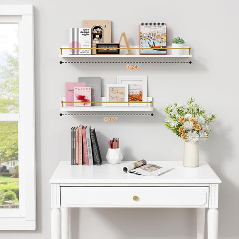 Forbena wall-mounted shelves add dramatic vertical storage above a sink or bathtub.