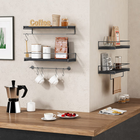 Forbena wall-mounted grey shelf ideal for bathroom and kitchen items.