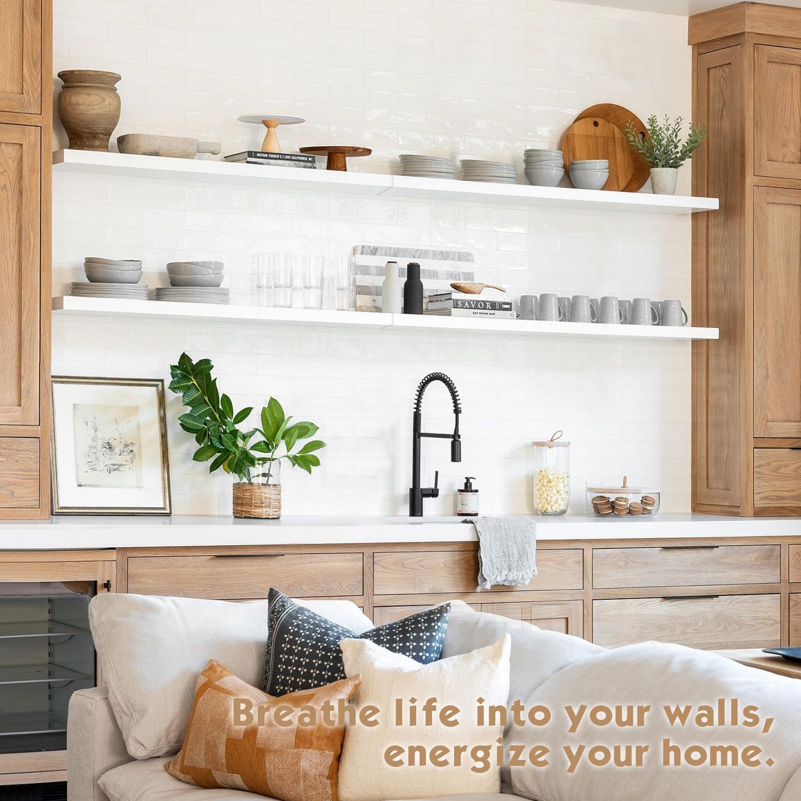 Forbena white shelf for towels and essentials in bathroom or kitchen