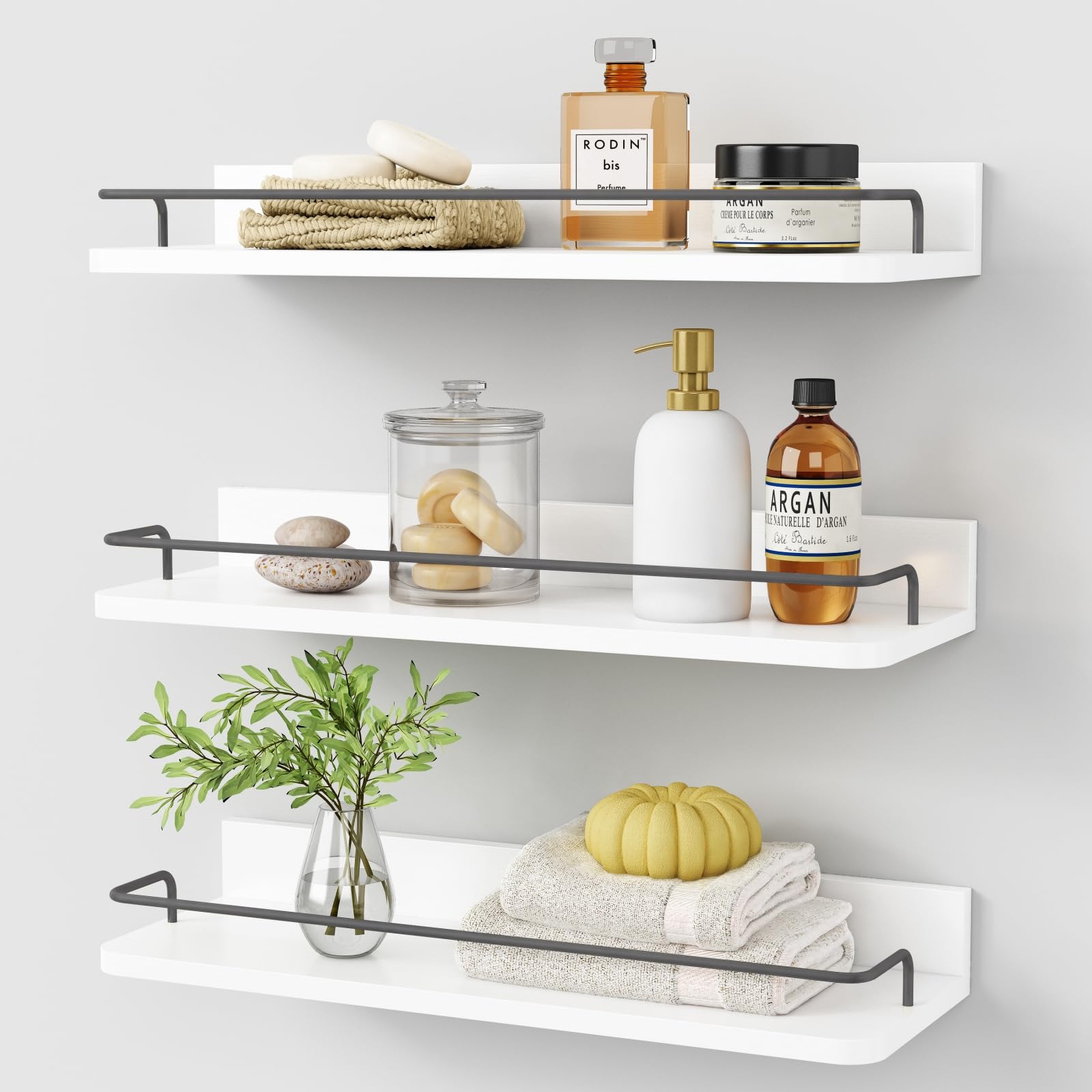 Forbena white floating shelves over toilet 3-pack for bathroom storage