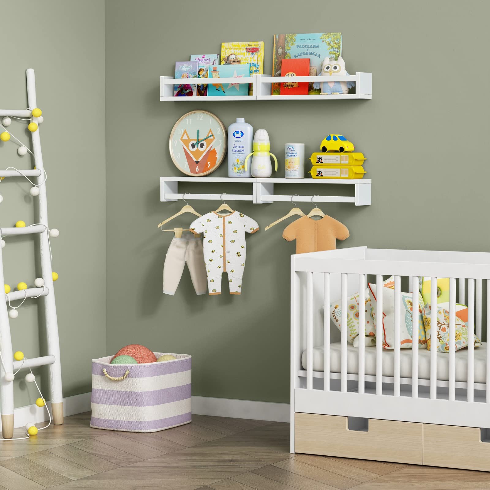 Forbena white pine shelves offer sturdy, versatile storage for growing readers.