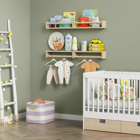 Forbena wood shelving set, easy install, durable pine construction.