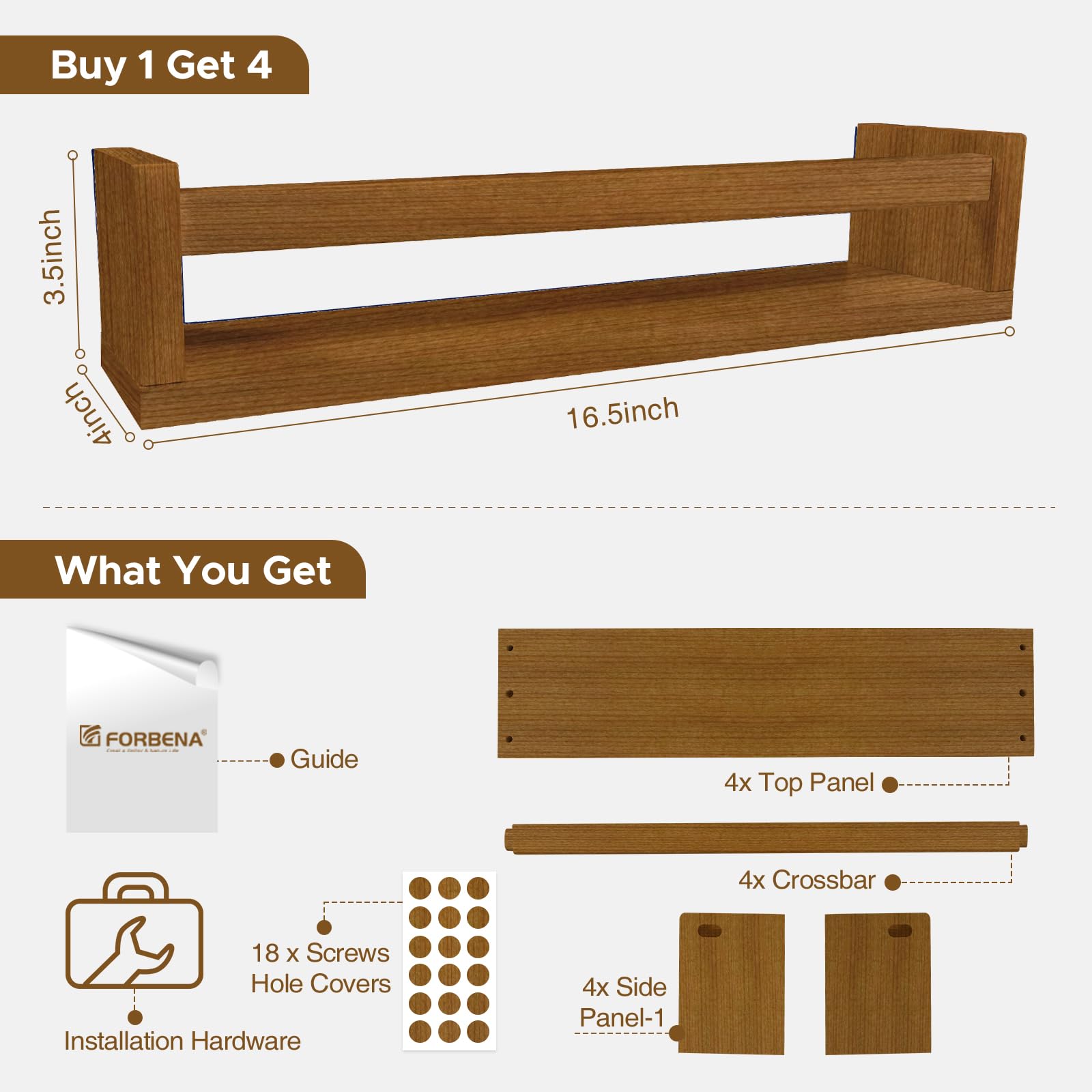 Forbena walnut shelves bring natural warmth to a baby room.