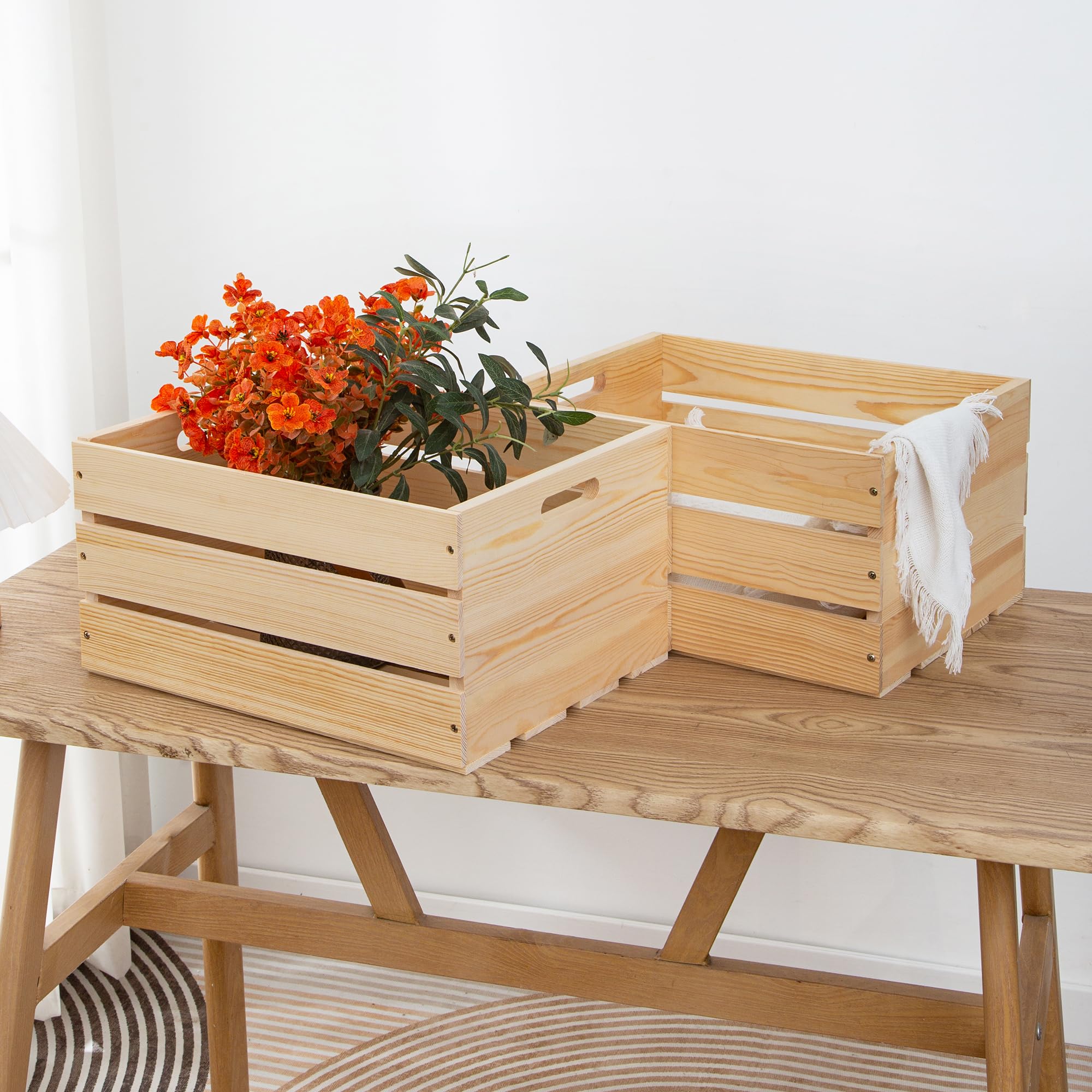 FORBRADS pine wood crate home decor display enhances room organization