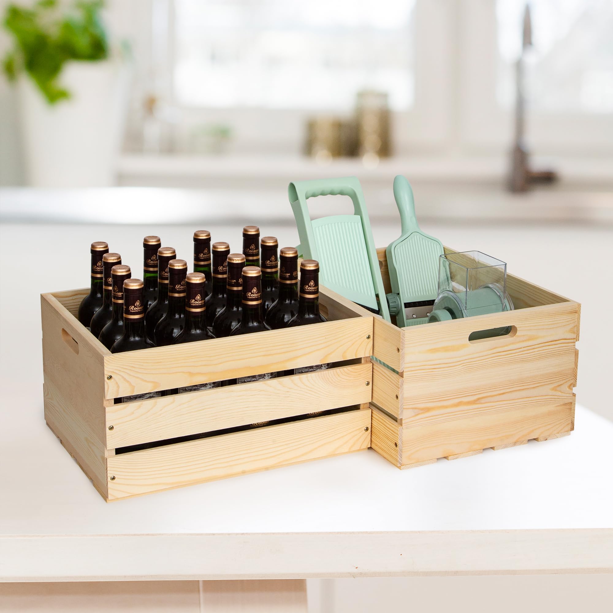 FORBRADS pine wood crate stackable storage demonstrates efficient space saving