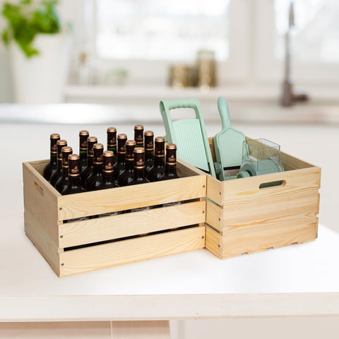 FORBRADS pine wood crate stackable storage demonstrates efficient space saving