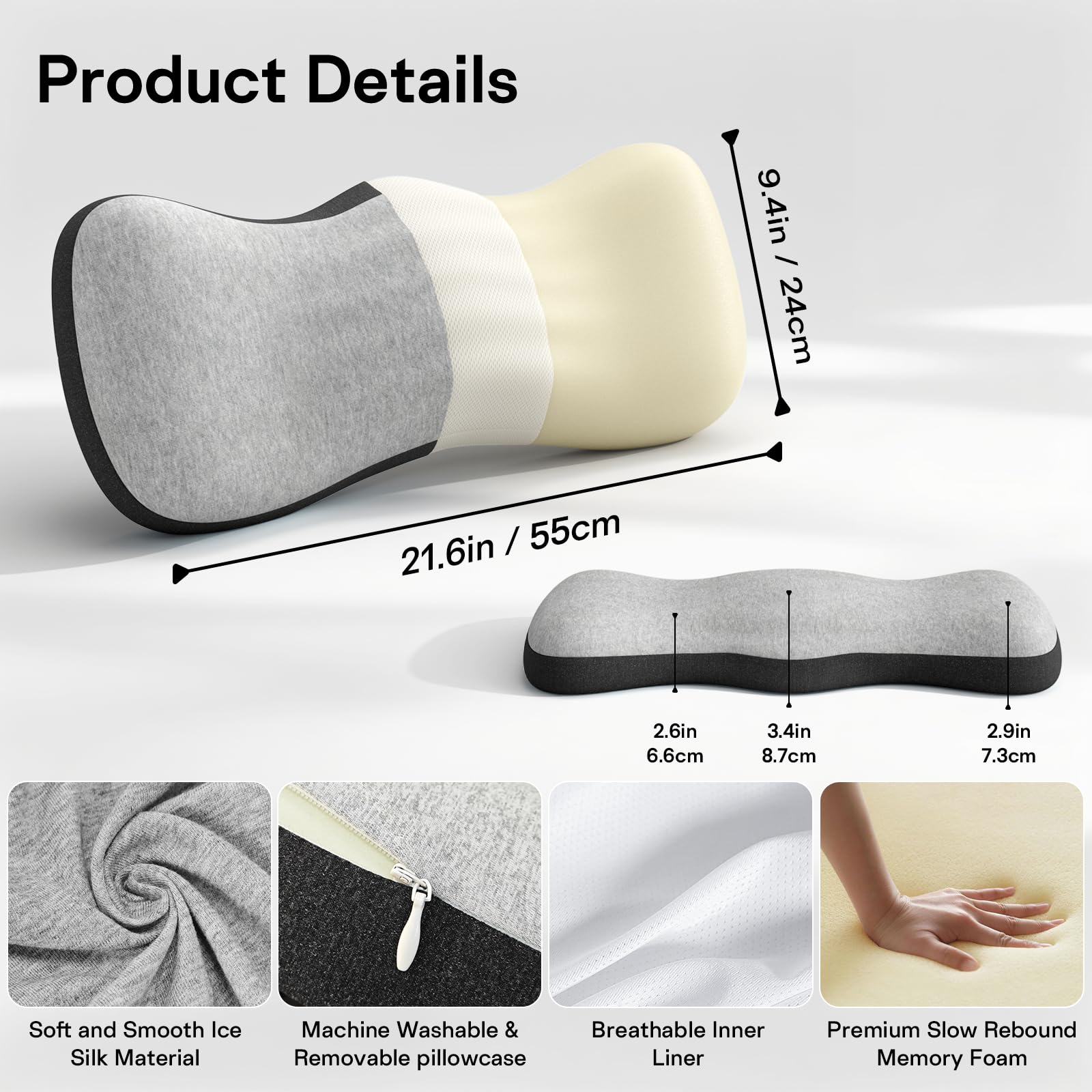 Forcanby lumbar pillow on sofa offering targeted back support during lounging.