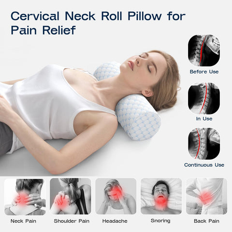 Forcanby neck roll pillow on bed delivers targeted support for restful nights