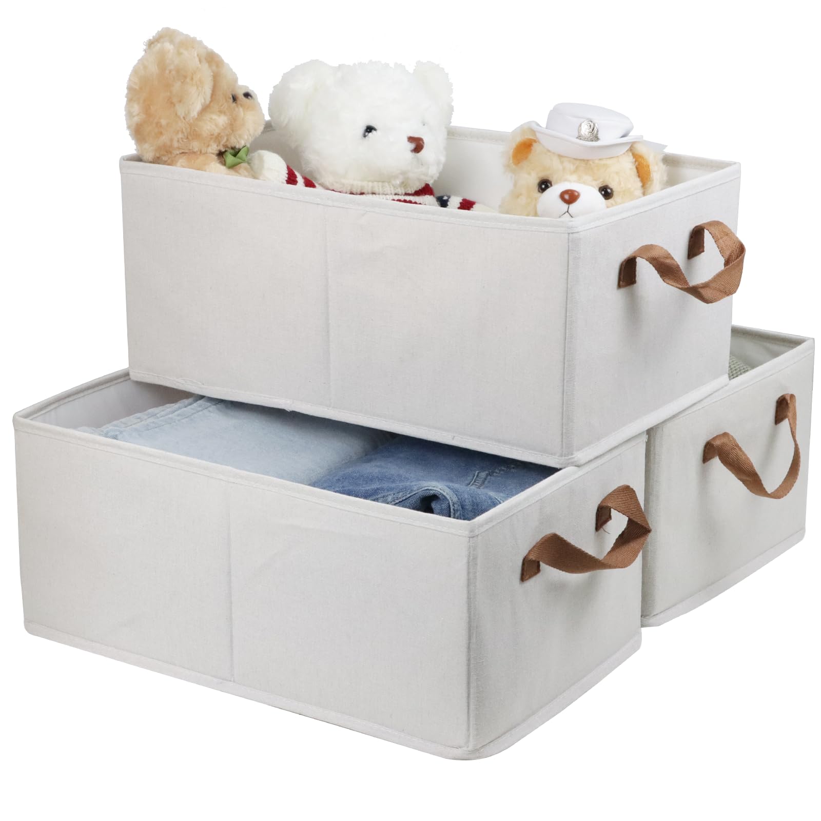 Fordonral 3-pack storage bins front view showing sturdy fabric and easy access
