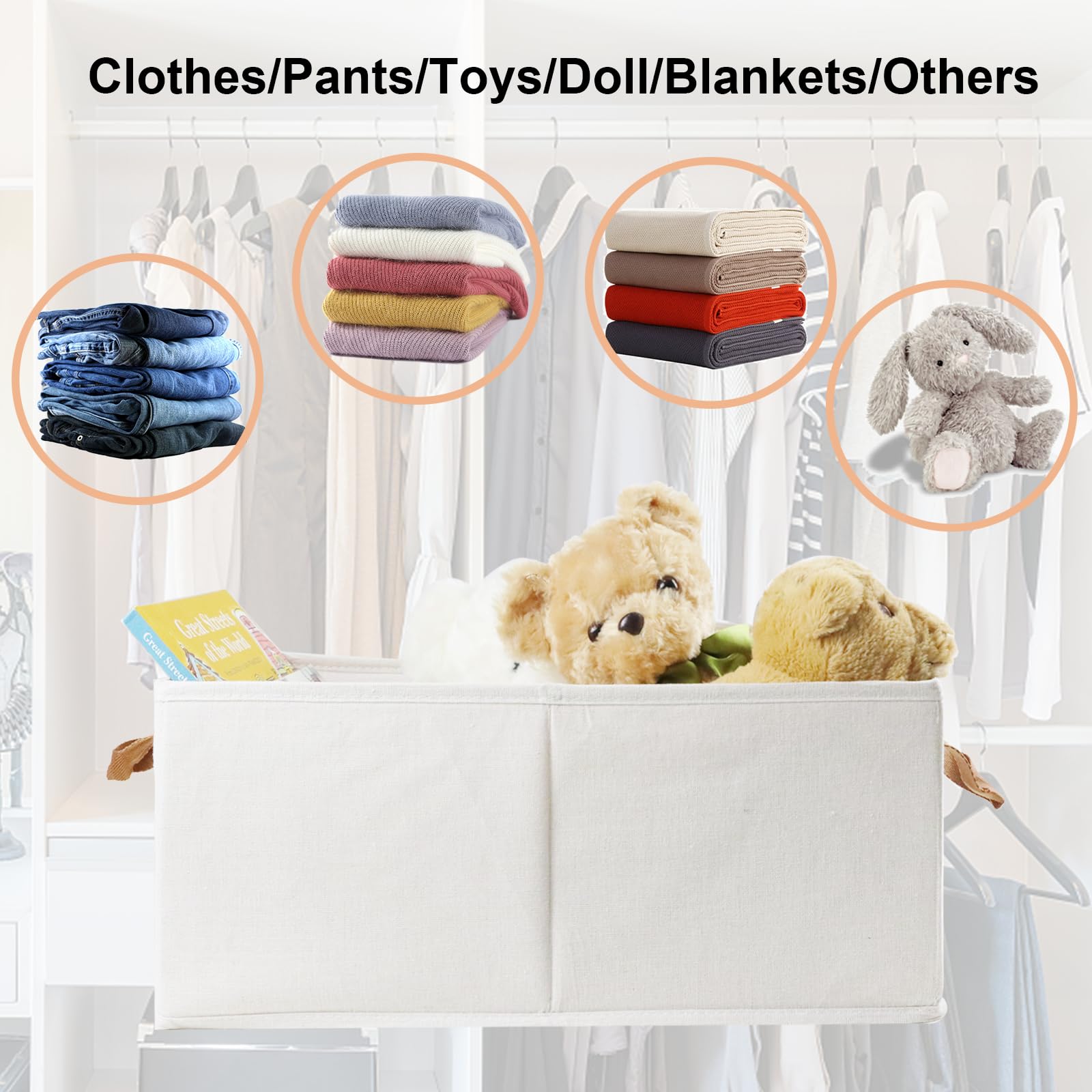 Fordonral closet bins open-top design for quick organization of clothing and toys