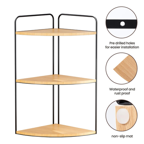 Forest Angle bathroom counter organizer, side view, space-saving design with open shelf for essentials.