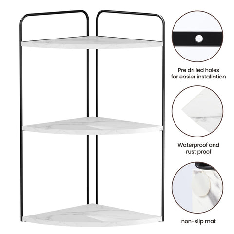 Forest Angle corner shelf highlights rugged durability and sleek storage for towels and items.