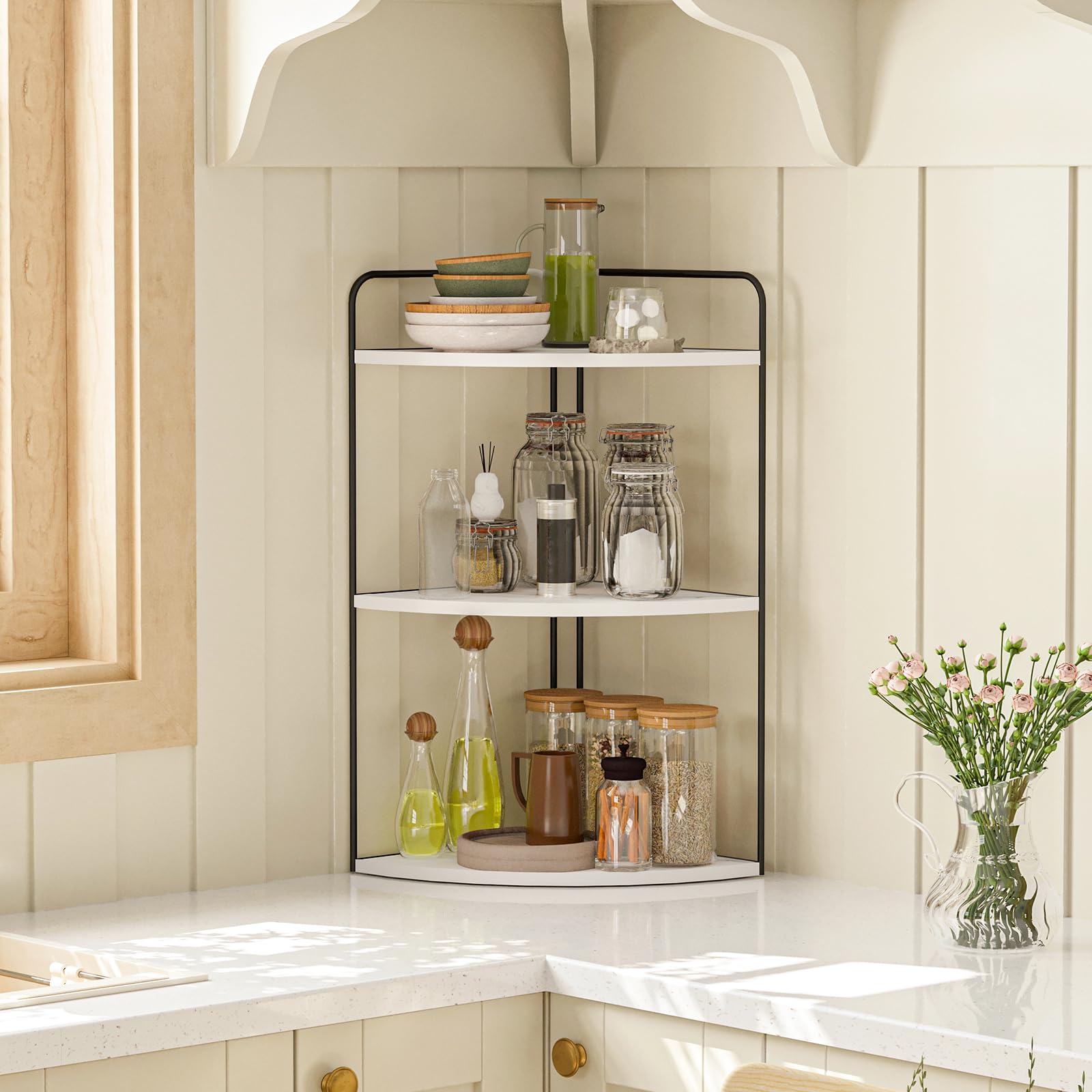 Forest Angle countertop shelf is quick to assemble and protects surfaces from scuffs.