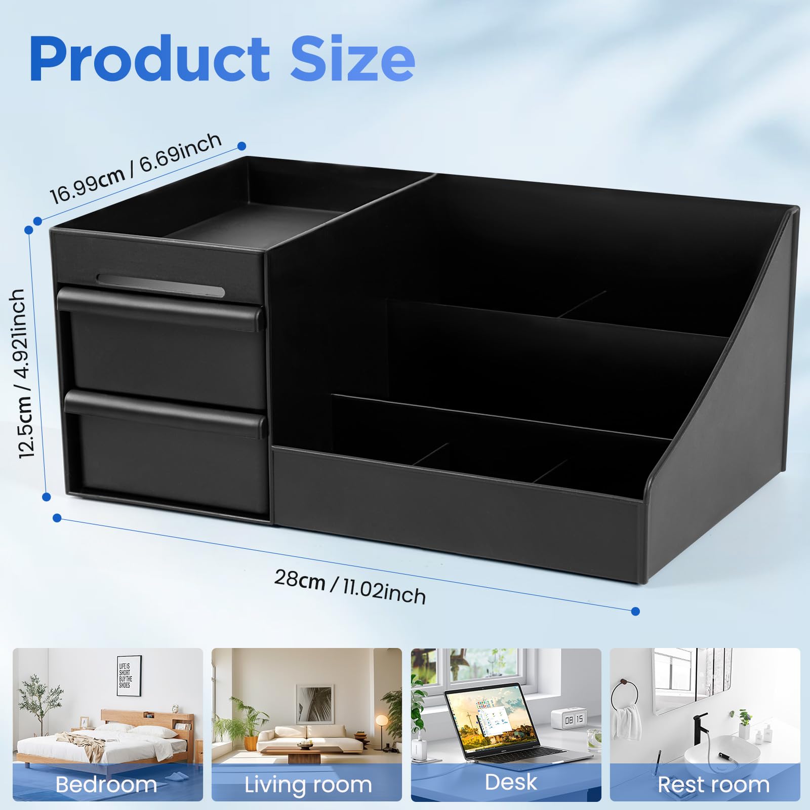 Forest Angle perfume stand features two deep drawers for tidy storage of grooming items.