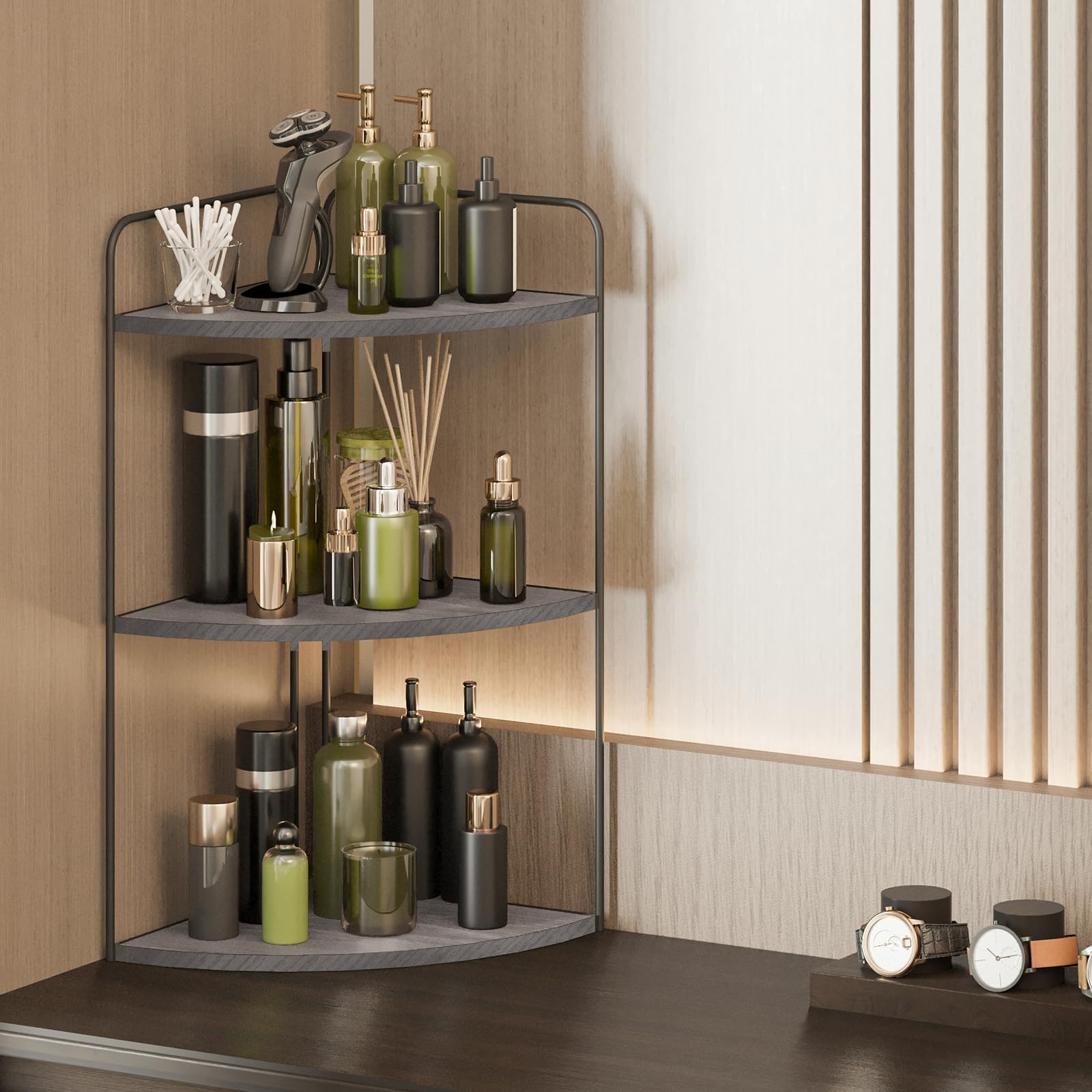 Forest Angle waterproof wood shelf with durable iron frame