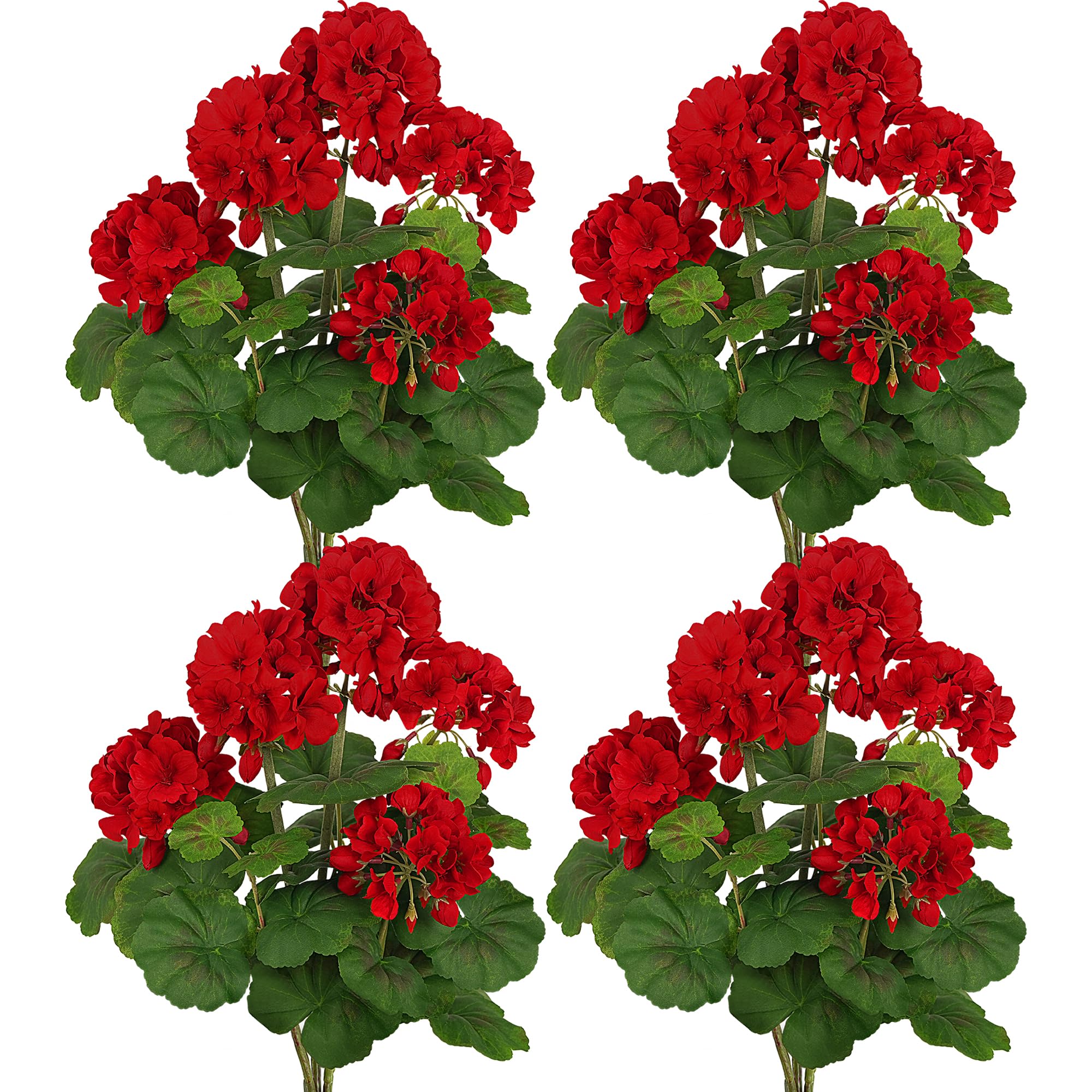 FOREST PRINCE 18in outdoor artificial geraniums red bloom for year-round color