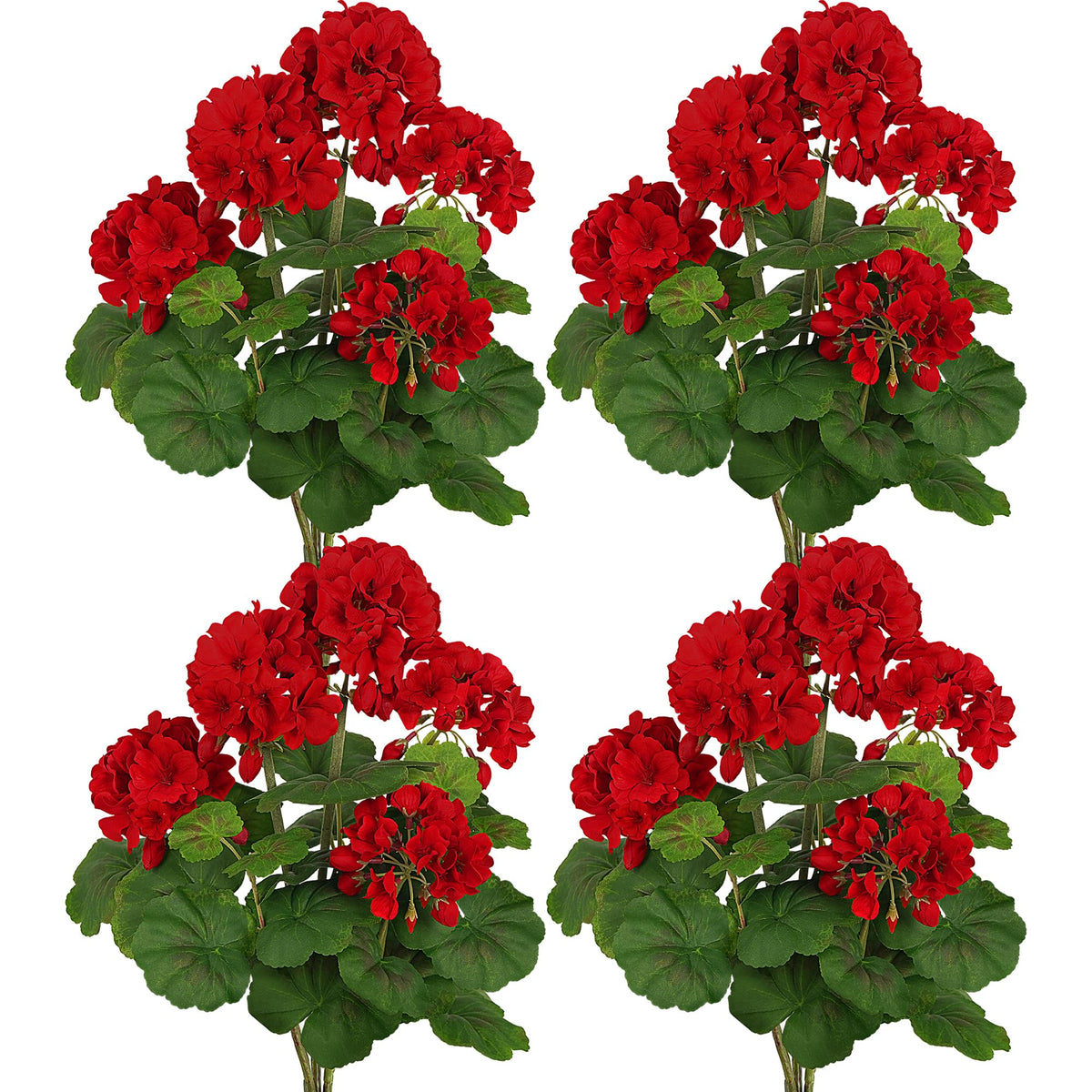 FOREST PRINCE 18in outdoor artificial geraniums red bloom for year-round color