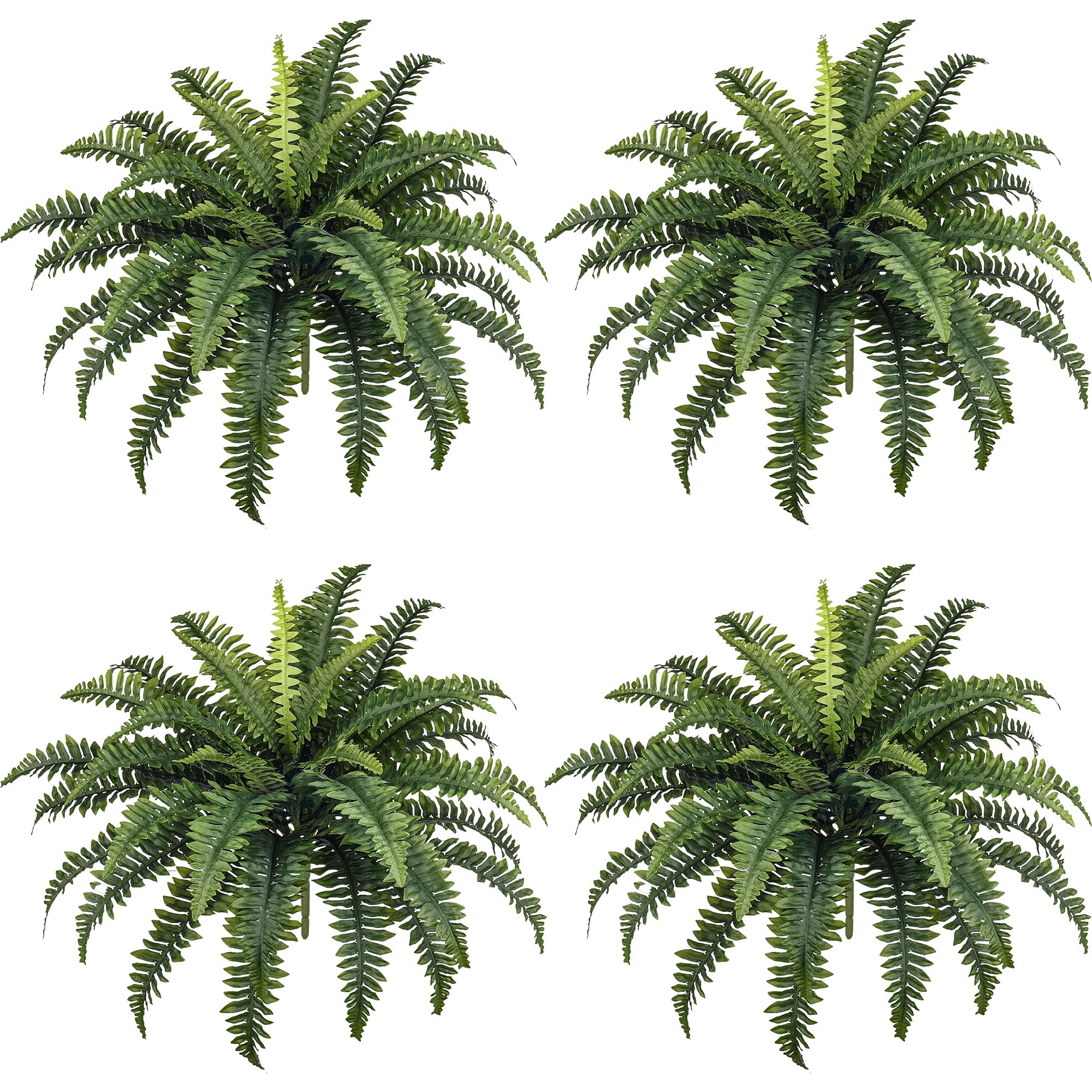 Forest Prince 35-inch fake Boston ferns in outdoor four-bundle display for instant greenery.