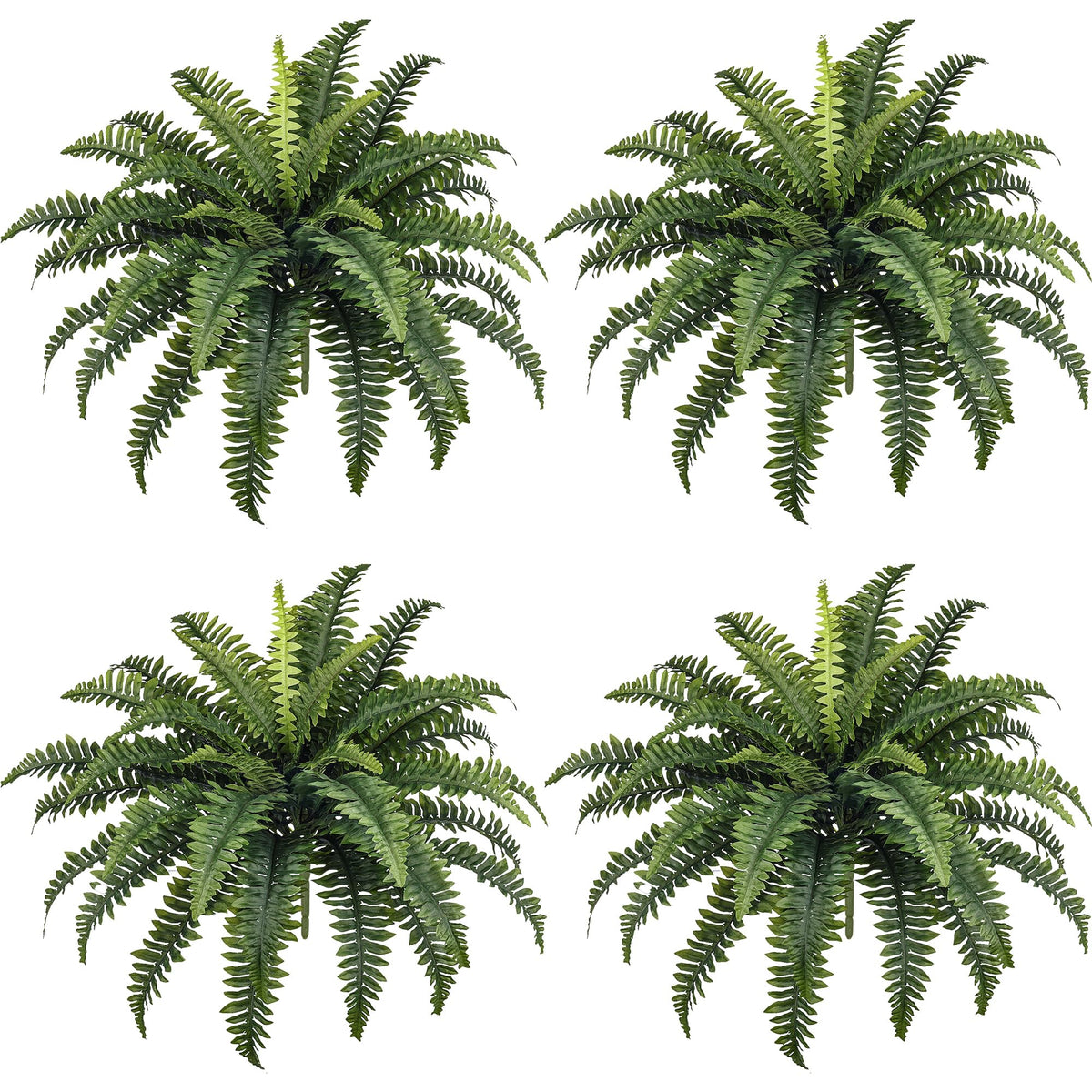 Forest Prince 35-inch fake Boston ferns in outdoor four-bundle display for instant greenery.