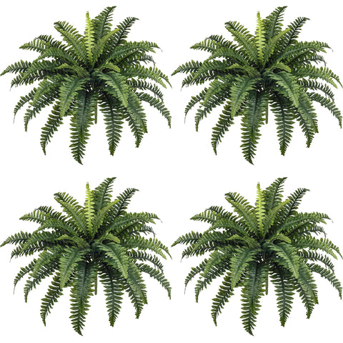 Forest Prince 35-inch fake Boston ferns in outdoor four-bundle display for instant greenery.