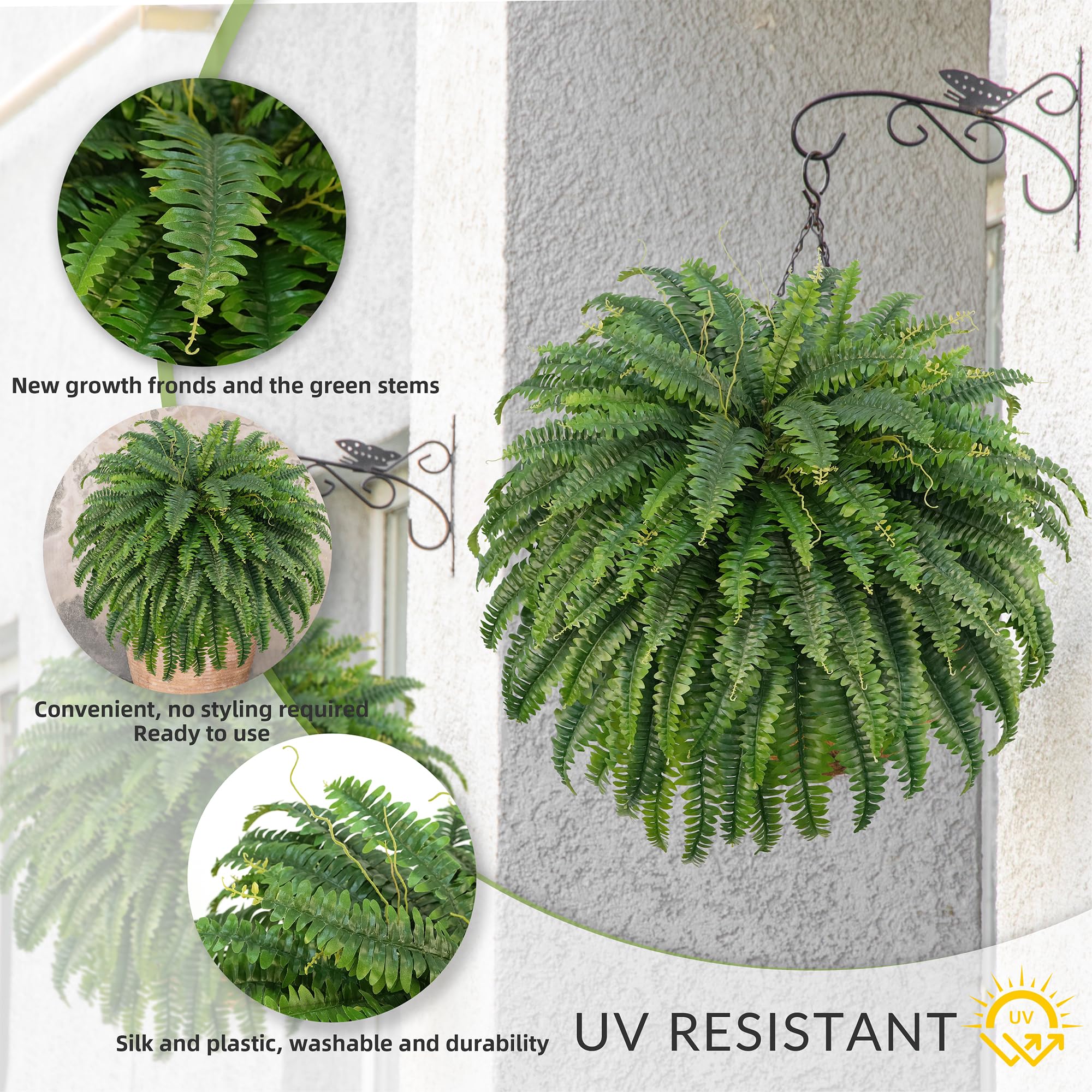 96 fronds per bundle create a dense, natural fern look.