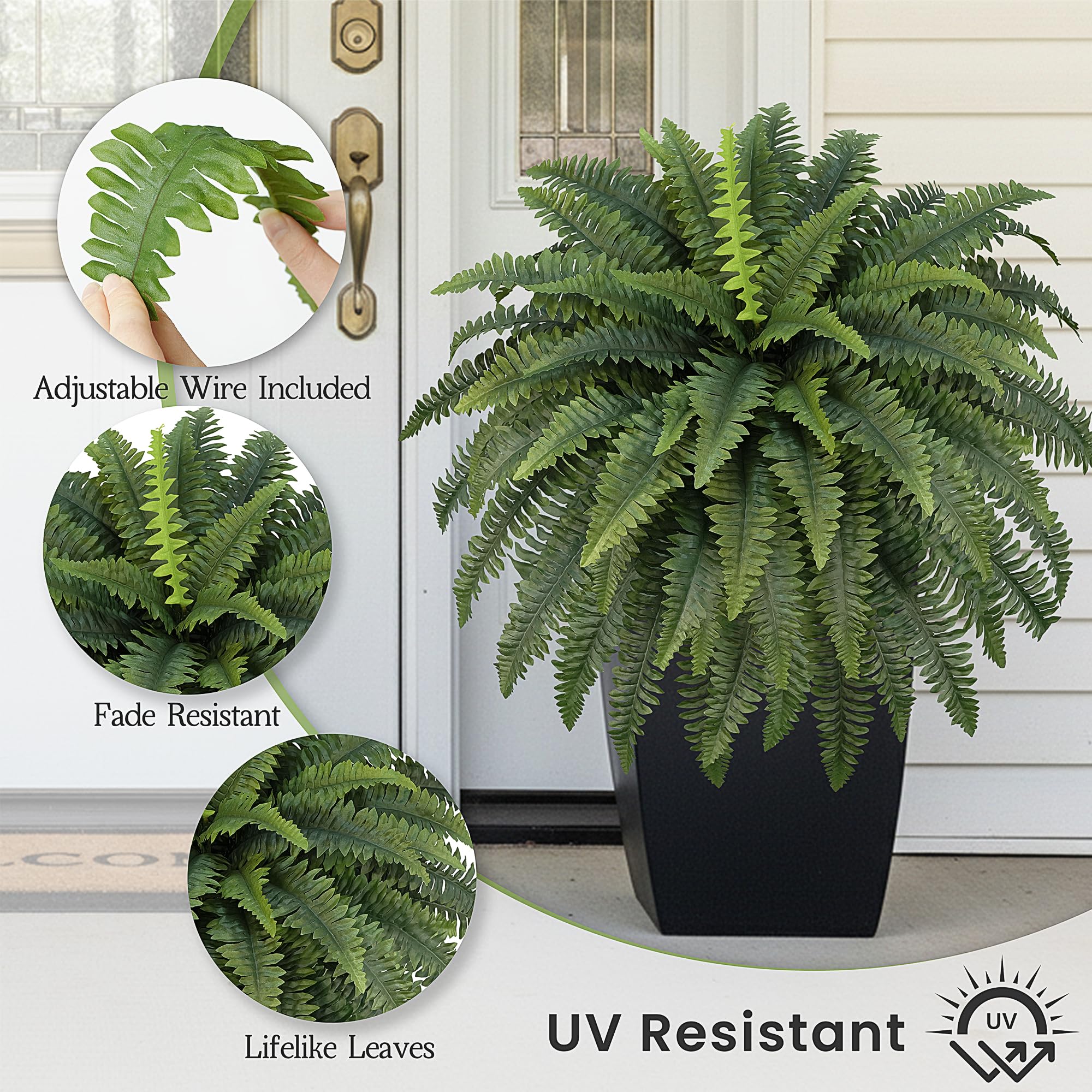 FOREST PRINCE outdoor porch fern arrangement adds year-round greenery